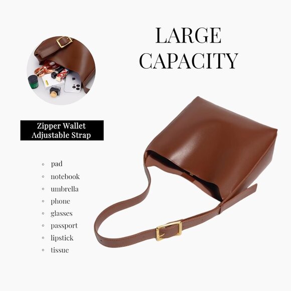 PU Leather Shoulder Bag for Women Large Capacity Multi-Way Casual Tote - Picture 6 of 9